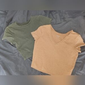 Wild Fable Green and Tan Crop Tops